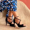 Nuria Cobo Sandalias De Tacon Alto | Sandalia Superchic Ante Negro