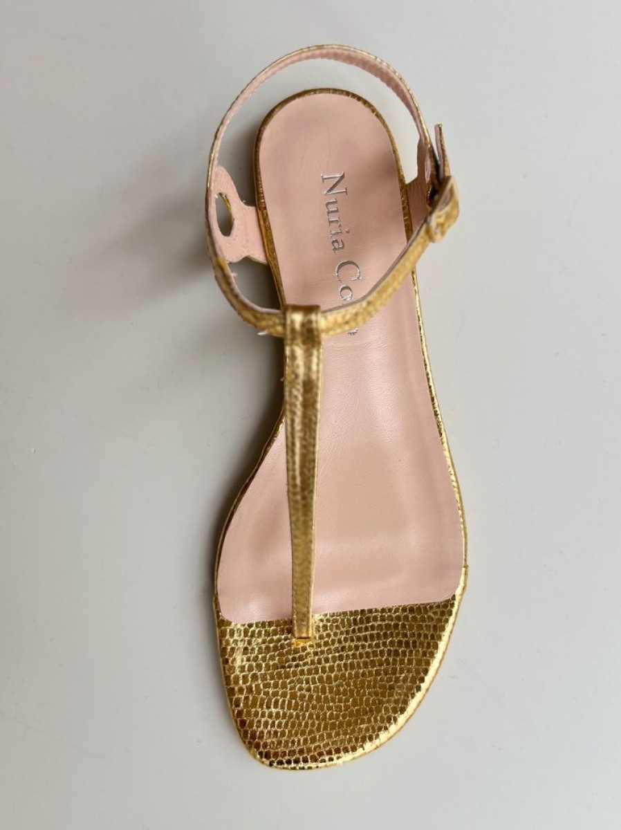 Nuria Cobo Tacon Medio | Sandalia Imprescindible Chic Oro