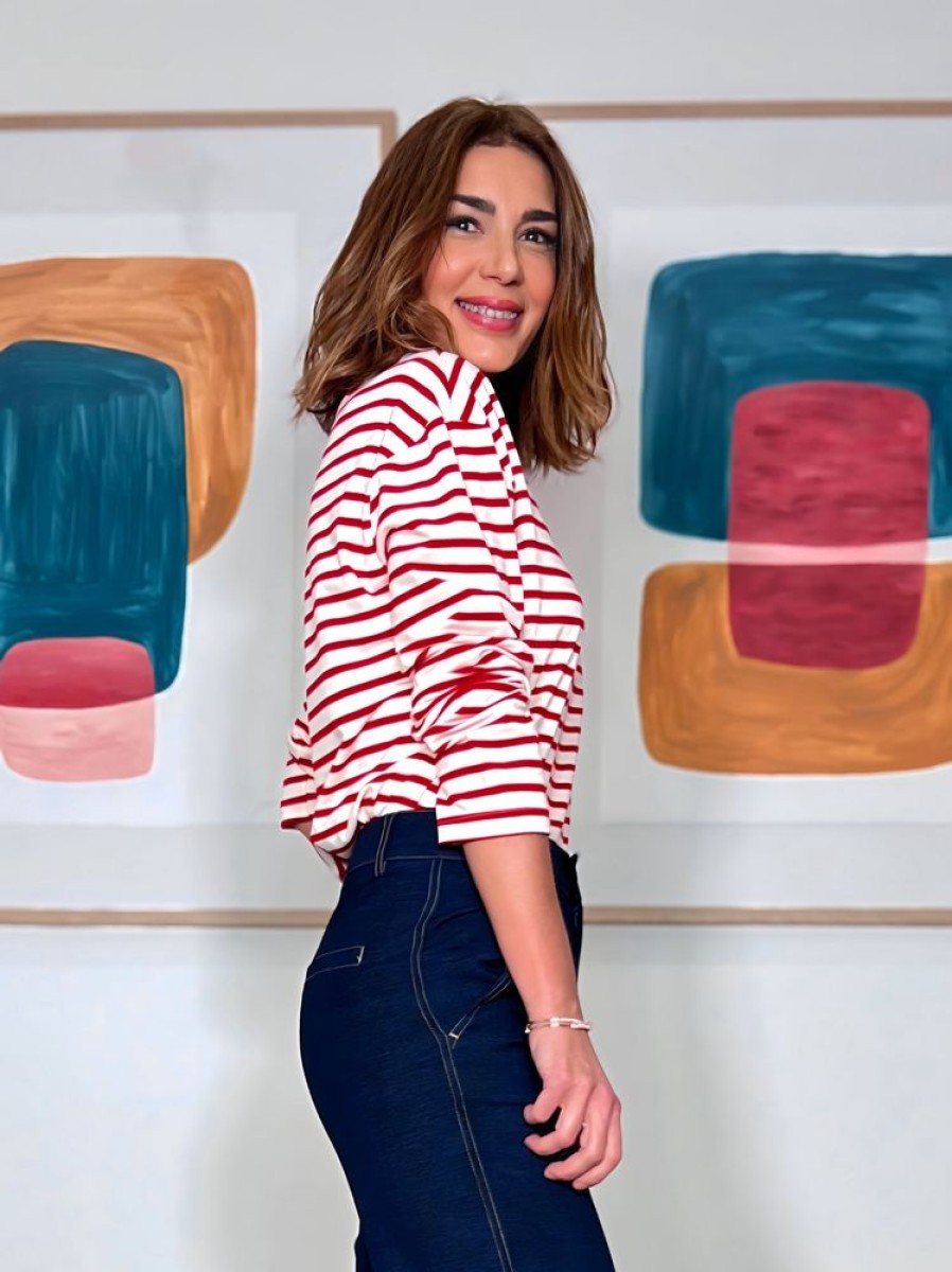 Nuria Cobo Camisas Y Tops | Camiseta Marinera Muy Chic Roja