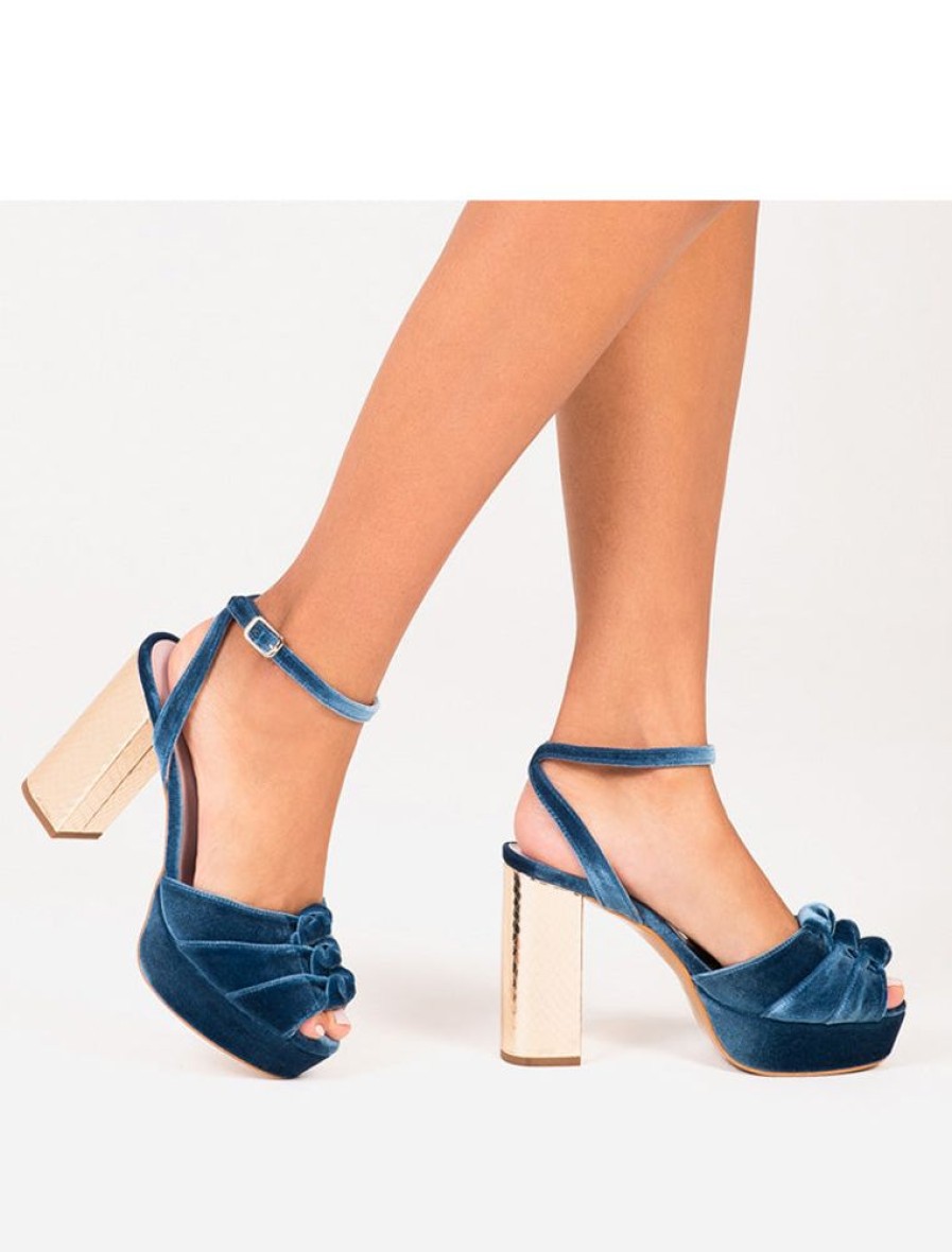 Nuria Cobo Zapatos Invitada | Sandalia Ava Tercipelo Azul